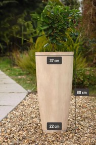 Kvetináč CITY, sklolaminát, výška 80 cm, béžový, vrúbkovaný