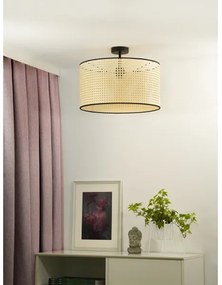Duolla - Prisadený luster ROLLER RATTAN 1xE27/15W/230V pr. 45 cm béžová/čierna