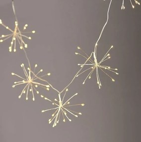 ACA Lighting LED dekoračná strieborná girlanda Starburst, 420 cm, teplá biela farba, 230V