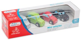 Súprava drevených mini autíčok - 4 ks