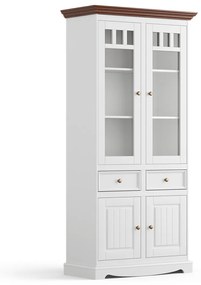 PROXIMA.store - Rustikálna drevená vitrína veľká 4s.2 - BELLUNO ELEGANTE FARBA: biela