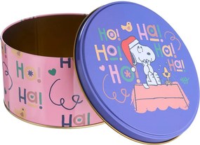 PEANUTS Dóza kulatá "HoHoHo" 13,5 cm - růžová/modrá