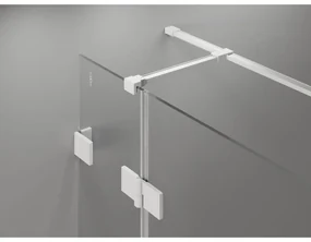 Mexen Lunar T, sklápací sprchový kút ľavý 120 x 120 cm, 8mm číre sklo, biely profil, 834T-120-120-20-00-L