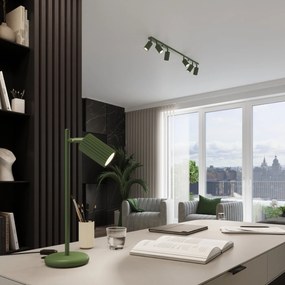 Závesné svietidlo Karbon, 2x olivovo zelené kovové tienidlo