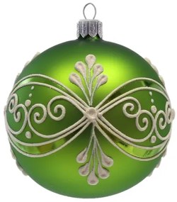 Guľa zelená, biele ornamenty