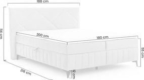 Posteľ Boxspring Wasil 180x200 s úložným priestorom - ružový hydrofóbny zamat Element 18
