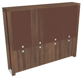 Vysoká skriňa Verno+ S 260 x 46 x 210 cm, kombinované dvere, orech / hnedá