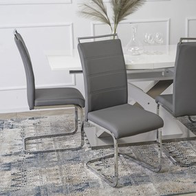 Jídelní židle Loca ekokůže šedá/stříbrná