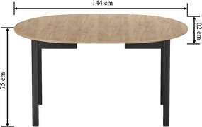 Vintino Jedálenský stôl ASTRON  102–144 cm – dub zlatý craft / čierna