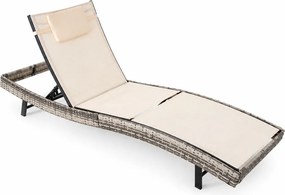 InternetovaZahrada - Furnigo Záhradné lehátko Tulum sivé - béžový poťah