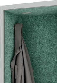 Akustická kabína SALLY MentalBox 600 mm – sivý korpus, zelené sedadlo
