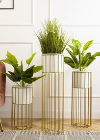 Kvetináč na stojane LOFT II 55 cm zlatý/biely