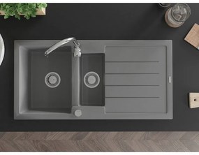 Mexen Andres - granitový drez 100,0x50,0cm, 1,5-komorový, šedá, 6515101510-71