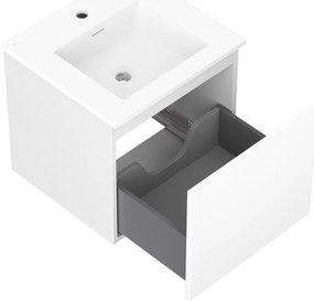 Mexen Orio, kúpeľňová skrinka 50 cm s umývadlom Otis, 1 zásuvka, biela matná, 91A10-05047-1-BF01-W18M01