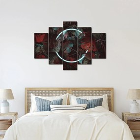 Obraz - Neónový kruh medzi palmami (150x105 cm)