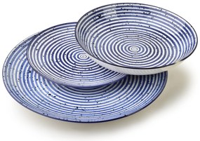 Porcelánová sada 18 ks talířů STRIPES BLUE modrá