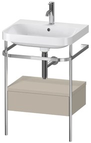 DURAVIT Happy D.2 Plus c-shaped kovový stojací podstavec s nábytkovým umývadlom s otvorom, 1 zásuvka, 575 x 490 x 850 mm, chróm/taupe matná lakovaná, HP4840O6060