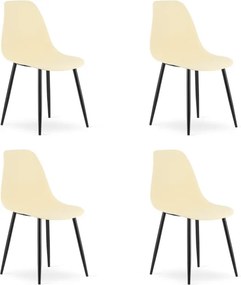 Set štyroch jedálenských stoličiek WAT krémový - čierne nohy (4 ks)