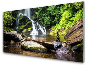 Sklenený obklad Do kuchyne Vodopád kamene les príroda 120x60 cm