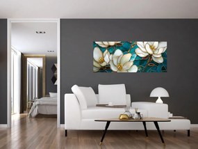 Obraz - Vitráž s magnóliou (120x50 cm)
