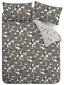 Čierne/sivé obliečky na dvojlôžko/predĺžené 230x220 cm Blocks – Catherine Lansfield