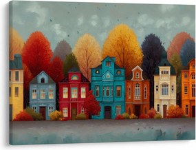 Obraz - Maľované jesenné mesto (70x50 cm)