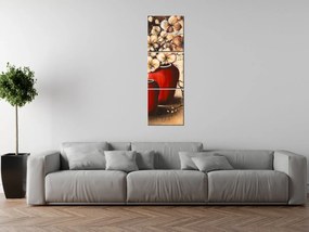 Gario Obraz s hodinami Orchidei v červenej váze - 3 dielny Rozmery: 90 x 70 cm