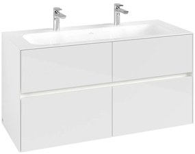 VILLEROY &amp; BOCH Collaro závesná skrinka pod umývadlo, 4 zásuvky, s LED osvetlením, 1196 x 498 x 603 mm, Glossy White, C140B0DH