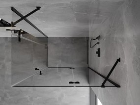 Mexen Mist-H Duo, 2-krídlový výklopný sprchový kút 90 x 110 cm, číre sklo, čierny profil, 8A5-090L-110P-70-00