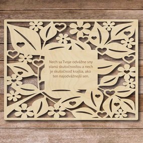 Drevená tabuľka s textom - odvážne sny - až 60 x 80 cm: 20 x 15 cm 4194-78105 T004