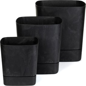 PLASTOVÝ KVETINÁČ CUBI 25X27,5 CM IMITÁCIA BETÓNU ČIERNA