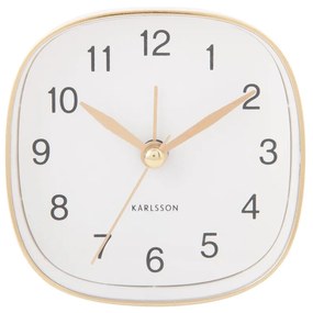 Cestovný budík Karlsson KA5957WH Travel Square – biely, 9 cm