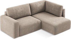 Béžová ženilková rozkladacia/s úložným priestorom rohová pohovka (pravý roh/do L) Kona – Makamii