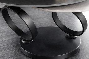 Konferenčný stolík DANCING RINGS 80-135cm otočný keramický čierno-sivý