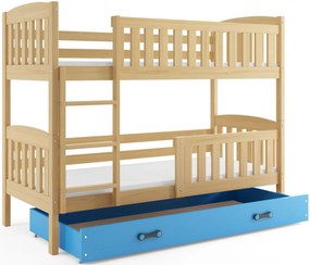 Detská poschodová posteľ KUBUŠ | borovica Farba: Borovica / modrá, Rozmer.: 200 x 90 cm