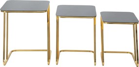 Sada 3 ks odkladacích stolčekov Simple zlatá/čierna