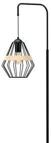 Stojacia lampa Cliff, 1x drevené/čierne drôtené tienidlo, b