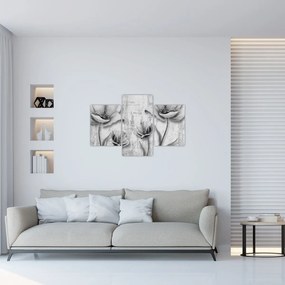 Obraz - Čiernobiele kvety na pozadí (90x60 cm)