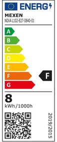 Mexen Nova, LED žiarovka E27, C37, 8W, Teplá - 3000K, 840 lm -L102-E27-0830-01