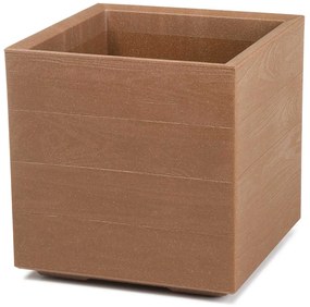 PLASTOVÝ KVETINÁČ NA KOLIESKACH BETONIQUE ECO 40X40 CM DREVENÝ DEKOR HNEDÁ