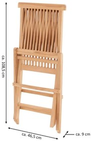 Divero 33137 Skladacia stolička z tíkového dreva 4 kusy