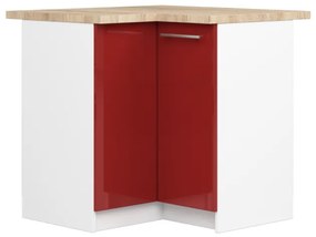 Spodná rohová kuchynská skrinka s doskou OLIWIA S90/90 biela / červená, lesk