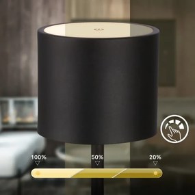 Briloner 7521015 - stmievateľná LED stolná lampa SIGO 2,5W/5V IP44 2600 mAh čierna
