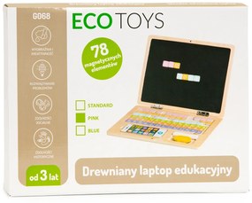 Drevená magnetická vzdelávacia tabuľa notebook s telefónom a písmenami