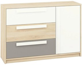 Komoda 08 Drop Buk Fjord/Biely/Šedá Platina