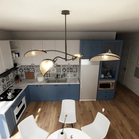 Luster na tyči LOTUS 4xE14/10W/230V čierna/béžová