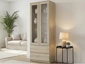 Vysoká vitrína Carlos, dub sonoma, šírka 70 cm%