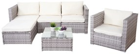 Polyratanová záhradná súprava Brescia - sivá, krémové vankúše