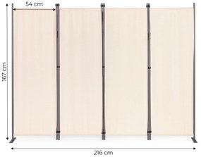Skladacia záhradná zástena, 4-panelová, 167x216 cm, béžová, MultiGarden