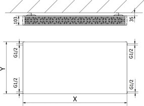 Mexen, Plochý panelový radiátor Mexen CF22 500 x 600 mm, bočné pripojenie, 819 W, čierny - W422F-050-060-70
